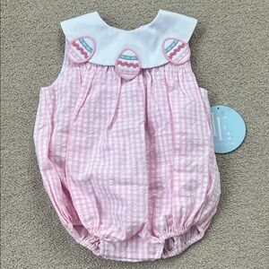 NWT Little English pink seersucker Easter Egg bubble